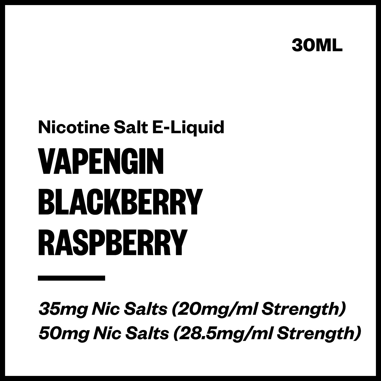 Vapengin - Blackberry Raspberry (Nic Salt E-Liquid 30ml) | Vapourium NZ