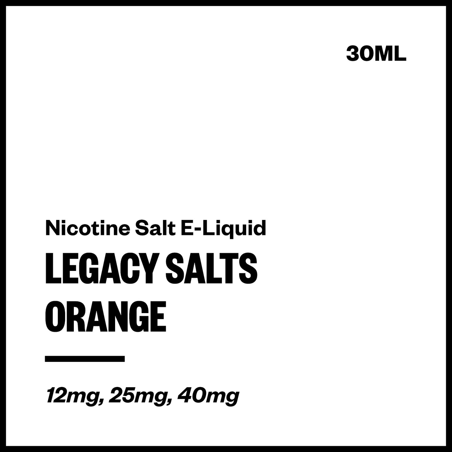 Legacy Salts Orange Nicotine Salt E-Liquid - Vapourium NZ