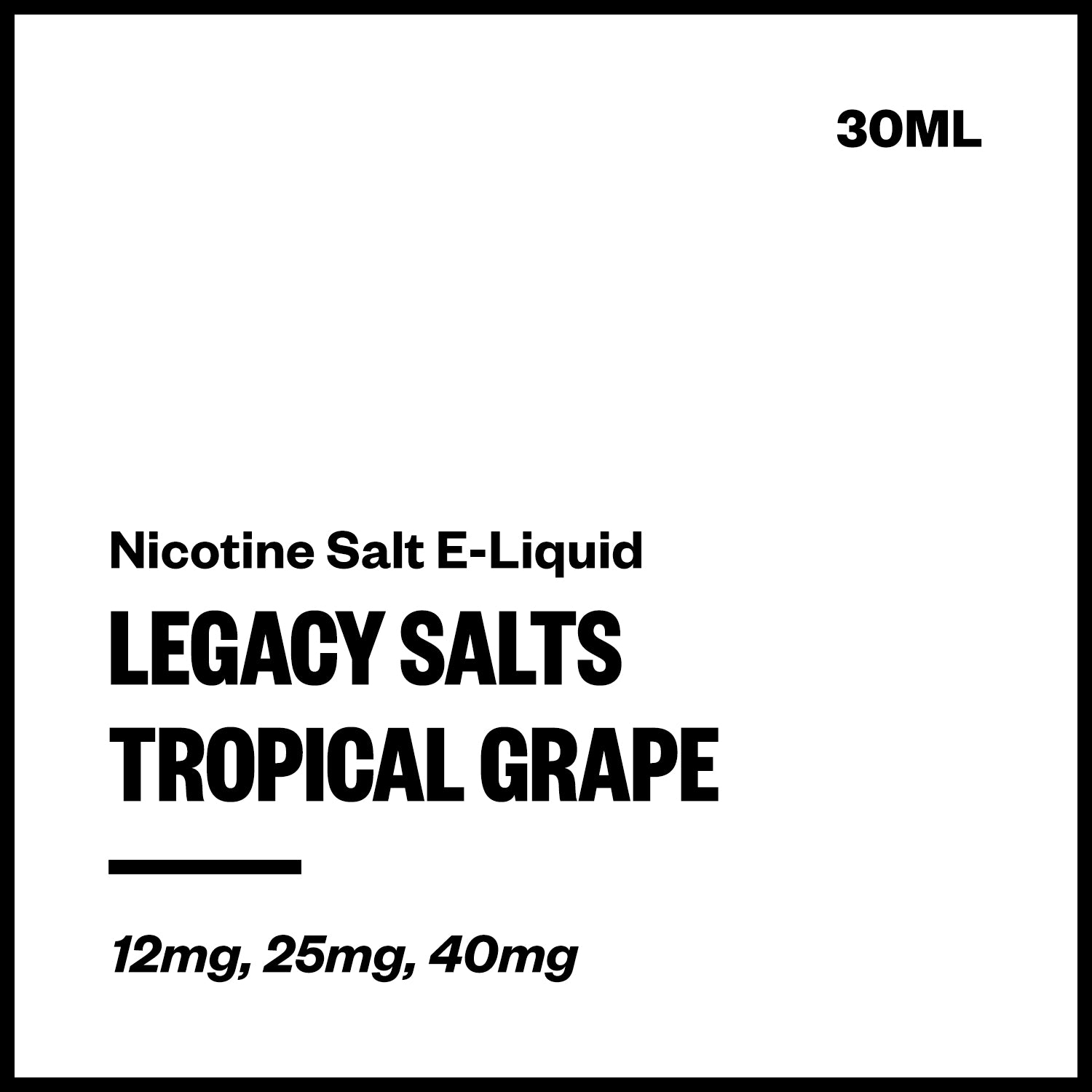 Legacy Salts Tropical Grape Nicotine Salt E-Liquid - Vapourium NZ