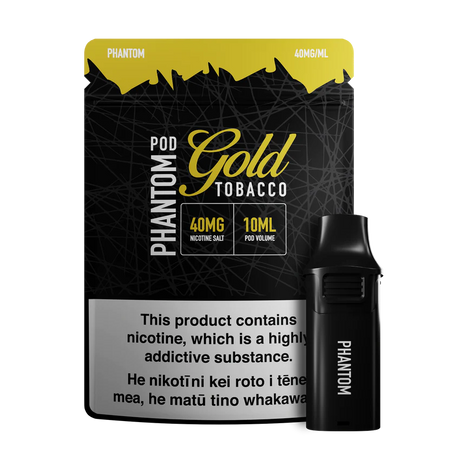 Phantom Pre-filled Replacement Pod - Gold Tobacco - Vapourium, First brick & mortar vape shop NZ, Vape NZ, Disposable Vapes NZ, Vape Juice, Eliquid, Nic Salts, Freebase, Vaporium, Christchurch, Dunedin, Timaru NZ