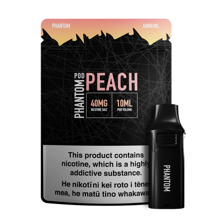 Phantom Pre-filled Replacement Pod - Peach - Vapourium, First brick & mortar vape shop NZ, Vape NZ, Disposable Vapes NZ, Vape Juice, Eliquid, Nic Salts, Freebase, Vaporium, Christchurch, Dunedin, Timaru NZ