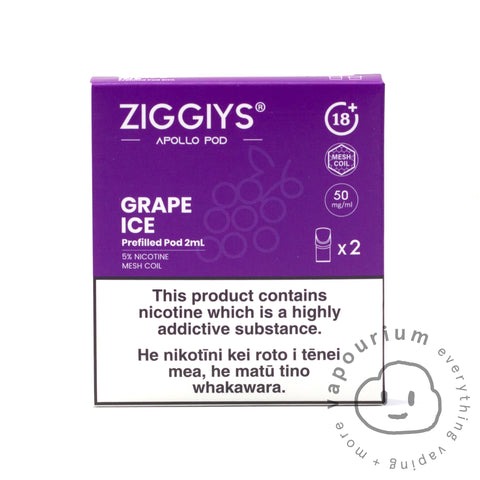 Ziggiys Apollo Prefilled Replacement Pods - 2 Pack - Grape Ice - Vapourium, Buy Vape NZ, Ecig, Vape Pens, Ejuice/Eliquid, Christchurch, Dunedin, Timaru