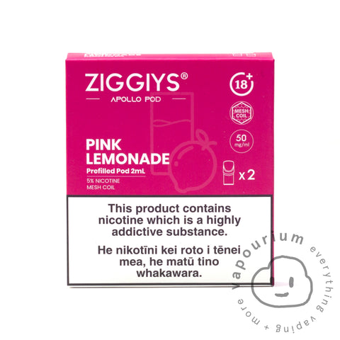 Ziggiys Apollo Prefilled Replacement Pods - 2 Pack - Pink Lemonade - Vapourium, Buy Vape NZ, Ecig, Vape Pens, Ejuice/Eliquid, Christchurch, Dunedin, Timaru