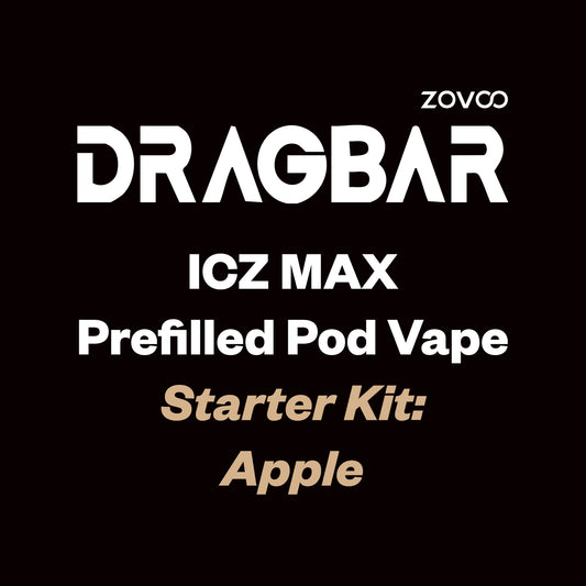 ZOVOO Dragbar ICZ MAX Prefilled Pod Kit - Apple - Vapourium Vape Shop NZ, Vape NZ, Disposable & Prefilled Vapes NZ, ZipPay/Afterpay Vape NZ, Vape Juice, Eliquid, Nic Salts, Freebase, Vaporium, Vapourium, Christchurch, Dunedin, Timaru.