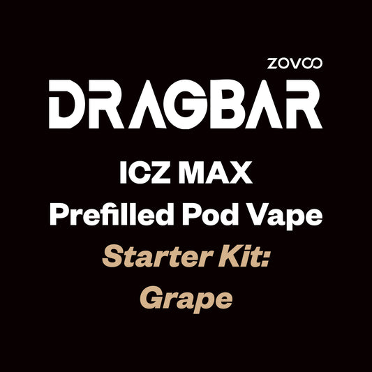 ZOVOO Dragbar ICZ MAX Prefilled Pod Kit - Grape - Vapourium Vape Shop NZ, Vape NZ, Disposable & Prefilled Vapes NZ, ZipPay/Afterpay Vape NZ, Vape Juice, Eliquid, Nic Salts, Freebase, Vaporium, Vapourium, Christchurch, Dunedin, Timaru.