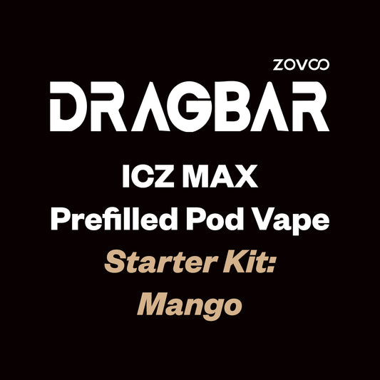 ZOVOO Dragbar ICZ MAX Prefilled Pod Kit - Mango - Vapourium Vape Shop NZ, Vape NZ, Disposable & Prefilled Vapes NZ, ZipPay/Afterpay Vape NZ, Vape Juice, Eliquid, Nic Salts, Freebase, Vaporium, Vapourium, Christchurch, Dunedin, Timaru.