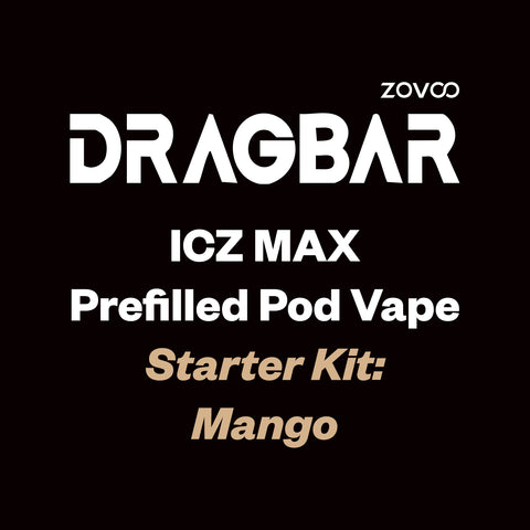ZOVOO Dragbar ICZ MAX Prefilled Pod Kit - Mango - Vapourium Vape Shop NZ, Vape NZ, Disposable & Prefilled Vapes NZ, ZipPay/Afterpay Vape NZ, Vape Juice, Eliquid, Nic Salts, Freebase, Vaporium, Vapourium, Christchurch, Dunedin, Timaru.