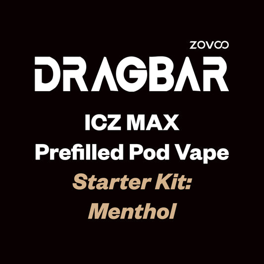 ZOVOO Dragbar ICZ MAX Prefilled Pod Kit - Menthol - Vapourium Vape Shop NZ, Vape NZ, Disposable & Prefilled Vapes NZ, ZipPay/Afterpay Vape NZ, Vape Juice, Eliquid, Nic Salts, Freebase, Vaporium, Vapourium, Christchurch, Dunedin, Timaru.