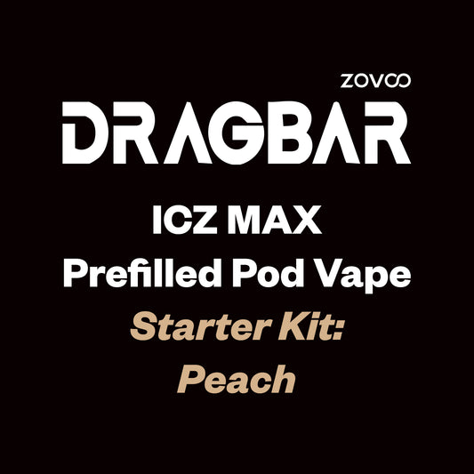 ZOVOO Dragbar ICZ MAX Prefilled Pod Kit - Peach - Vapourium Vape Shop NZ, Vape NZ, Disposable & Prefilled Vapes NZ, ZipPay/Afterpay Vape NZ, Vape Juice, Eliquid, Nic Salts, Freebase, Vaporium, Vapourium, Christchurch, Dunedin, Timaru.