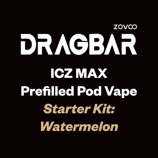 ZOVOO Dragbar ICZ MAX Prefilled Pod Kit - Watermelon - Vapourium Vape Shop NZ, Vape NZ, Disposable & Prefilled Vapes NZ, ZipPay/Afterpay Vape NZ, Vape Juice, Eliquid, Nic Salts, Freebase, Vaporium, Vapourium, Christchurch, Dunedin, Timaru.