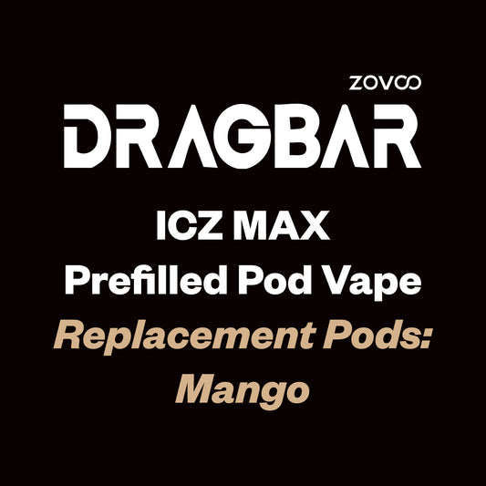 ZOVOO Dragbar ICZ MAX Replacement Pod - 10K Puff - Mango - Vapourium Vape Shop NZ, Vape NZ, Disposable Vapes NZ, ZipPay/Afterpay Vape NZ, Vape Juice, Eliquid, Nic Salts, Freebase, Vaporium, Vapourium, Christchurch, Dunedin, Timaru.