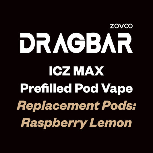 ZOVOO Dragbar ICZ MAX Prefilled Replacement Pod - 10K - Raspberry Lemon - Vapourium Vape Shop NZ, Vape NZ, Disposable & Prefilled Vapes NZ, ZipPay/Afterpay Vape NZ, Vape Juice, Eliquid, Nic Salts, Freebase, Vaporium, Vapourium, Christchurch, Dunedin, Timaru.