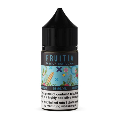 Fruitia Nic Salt - Passionfruit Guava - 30ml - Vapourium, First brick & mortar vape shop in NZ, Vape NZ, Disposable Vapes NZ, Vape Juice, Eliquid, Nic Salts, Freebase, Vaporium, Vapourium, Christchurch, Dunedin, Timaru.