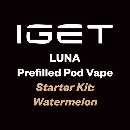 iGet Luna KP13000 Starter Kit - Watermelon - 13,000 Puffs, USB-C Charging, Premium Flavour Pods - Vapourium – Dunedin, Christchurch, Timaru, New Zealand