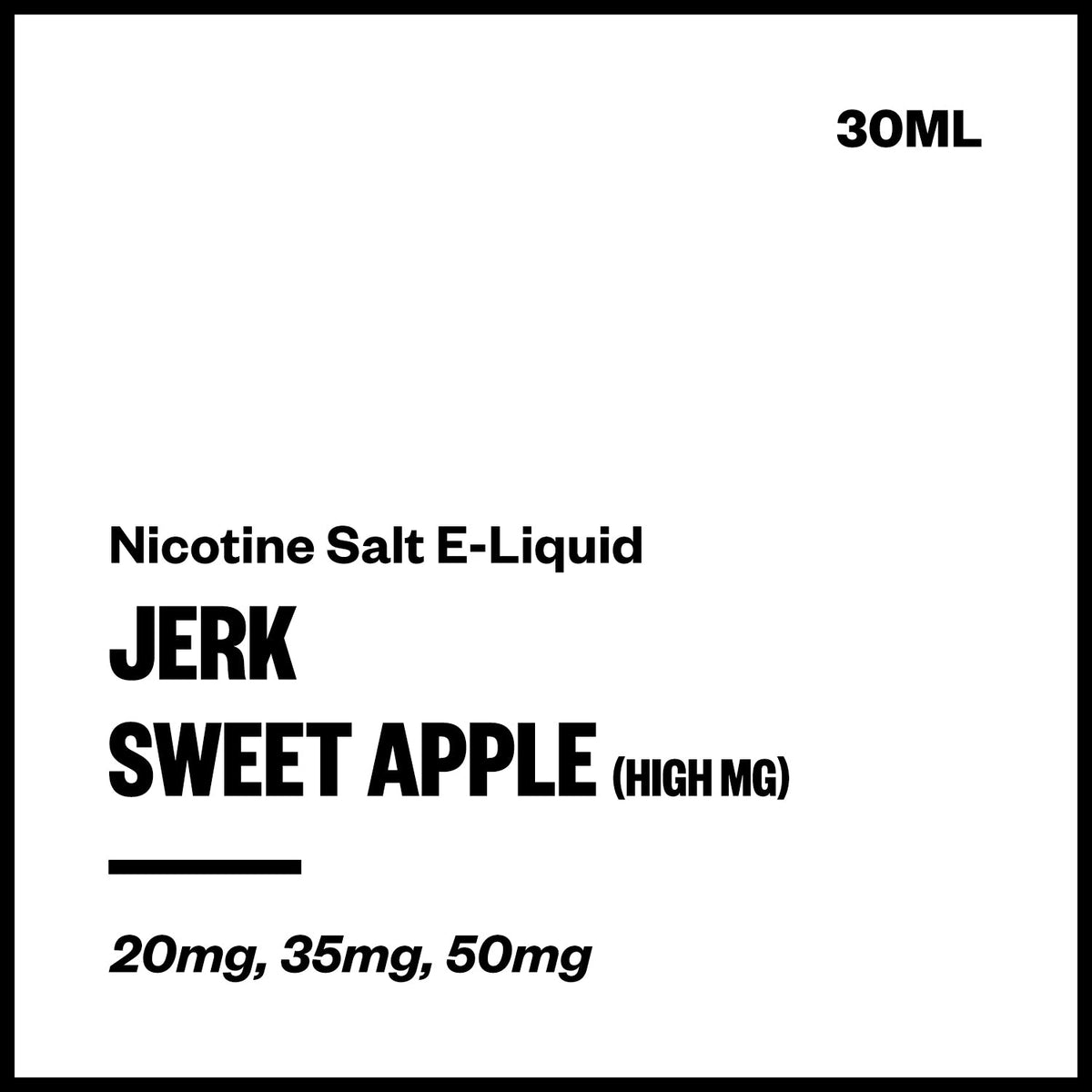 Jerk High MG Nic Salt E-Liquid - Sweet Apple