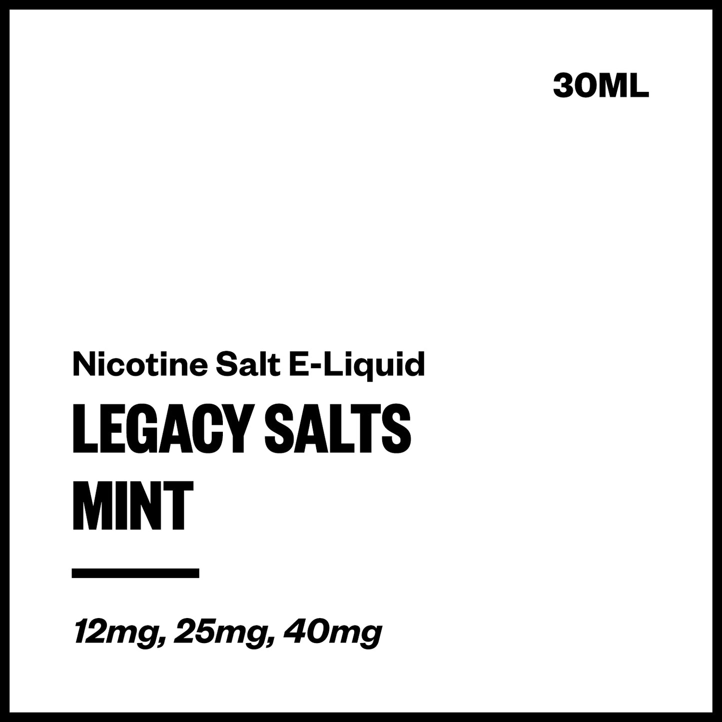 Legacy Salts Mint Nicotine Salt E-Liquid - Vapourium NZ