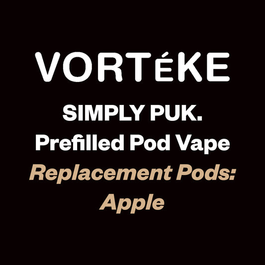 Vorteke Simply puk. Pod - Apple - Vapourium Vape Shop NZ, Vape NZ, Disposable Vapes NZ, ZipPay/Afterpay Vape NZ, Vape Juice, Eliquid, Nic Salts, Freebase, Vaporium, Vapourium, Christchurch, Dunedin, Timaru.